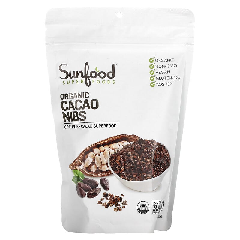 Sunfood Organic Cacao Nibs 8 oz (227 g) 6 Thực phẩm chức năng Sunfood Organic Cacao Nibs 8 oz (227 g) 803813030208