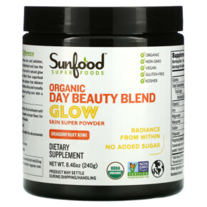 Thuốc bổ Sunfood Organic Day Beauty Blend Glow Dragonfruit Kiwi 8.46 oz (240 g) 803813102950
