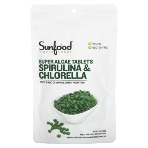 Thuốc bổ Sunfood Super Algae Tablets Spirulina & Chlorella 250 mg 456 Tablets 803813100765