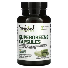 Thuốc bổ Sunfood Supergreens Capsules 620 mg 90 Capsules 803813102288