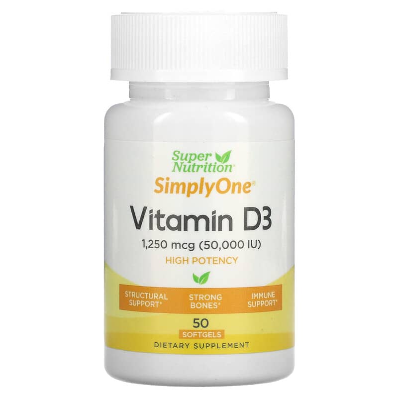 Super Nutrition Simply One Vitamin D-3 50.000 IU 50 Softgels 6 Thực phẩm chức năng Super Nutrition Simply One Vitamin D-3 50.000 IU 50 Softgels 033739003783