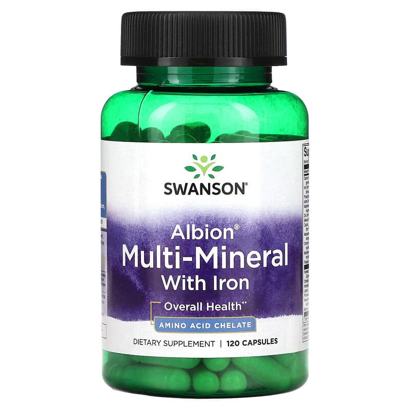 Swanson Albion Multi-Mineral with Iron 120 Capsules 6 Thực phẩm chức năng Swanson Albion Multi-Mineral with Iron 120 Capsules 087614020624