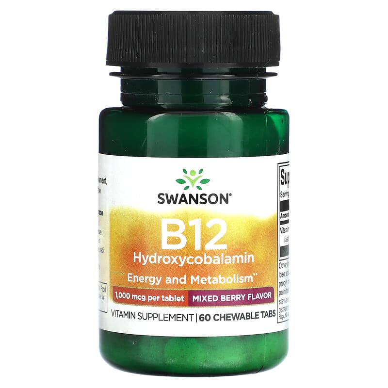 Swanson B12 Hydroxycobalamin Mixed Berry 1.000 mcg 60 Chewable Tabs 6 Thực phẩm chức năng Swanson B12 Hydroxycobalamin Mixed Berry 1.000 mcg 60 Chewable Tabs 087614028699