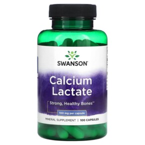 Thuốc bổ Swanson Calcium Lactate 100 mg 100 Capsules 087614113319