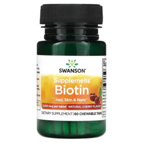 Thuốc bổ Swanson Supplemelts Biotin Natural Cherry 5.000 mcg 60 Chewable Tabs 087614115467