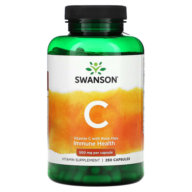 Swanson Vitamin C With Rose Hips 500 mg 250 Capsules 6 Thực phẩm chức năng Swanson Vitamin C With Rose Hips 500 mg 250 Capsules 087614011028