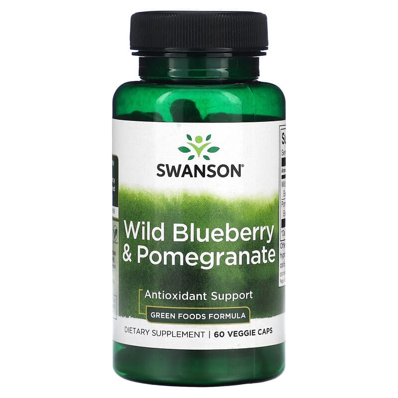 Swanson Wild Blueberry & Pomegranate 60 Veggie Caps 6 Thực phẩm chức năng Swanson Wild Blueberry & Pomegranate 60 Veggie Caps 087614060804