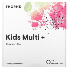 Thuốc bổ Thorne Kids Multi+ Ages 4-12 Strawberry Kiwi 30 Nutrient Discs 693749013372
