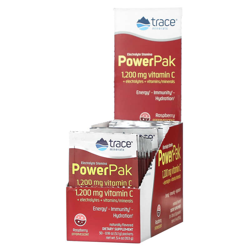 Trace Minerals ® Electrolyte Stamina PowerPak Raspberry 30 Packets 0.18 oz (5.1 g) Each 6 Thực phẩm chức năng Trace Minerals ® Electrolyte Stamina PowerPak Raspberry 30 Packets 0.18 oz (5.1 g) Each 878941000546