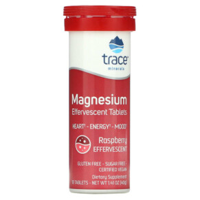 Thuốc bổ Trace Minerals ® Magnesium Effervescent Tablets Raspberry 10 Tablets 1.41 oz (40 g) 878941004834
