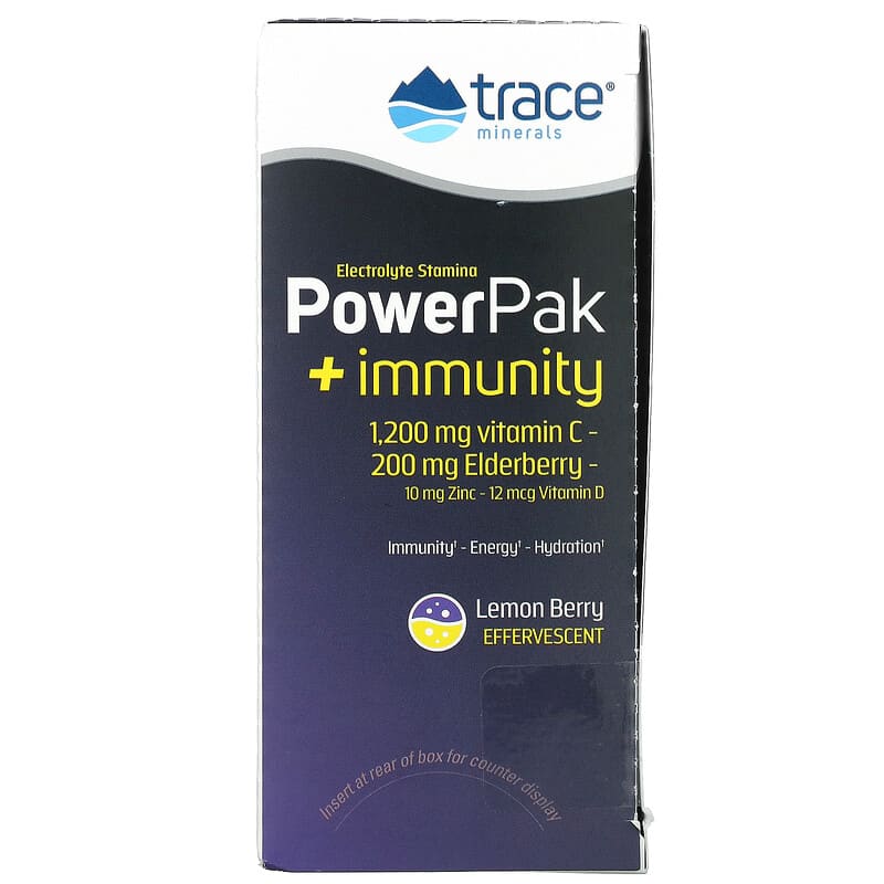 Trace Minerals ® PowerPak + Immunity Lemon Berry 30 Packets 0.19 oz (5.3 g) Each 6 Thực phẩm chức năng Trace Minerals ® PowerPak + Immunity Lemon Berry 30 Packets 0.19 oz (5.3 g) Each 878941005886