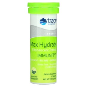 Thuốc bổ Trace Minerals ® TM Sport Max Hydrate Immunity Effervescent Tablets Lemon Lime 10 Tablets 1.59 oz (45 g) 878941004131