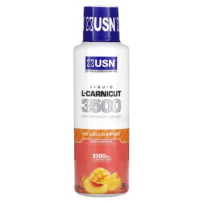 Thuốc bổ USN Liquid L-Carnicut 3500 Max Strength Dosage Peach Mango 15.22 fl oz (450 ml) 6009544945055