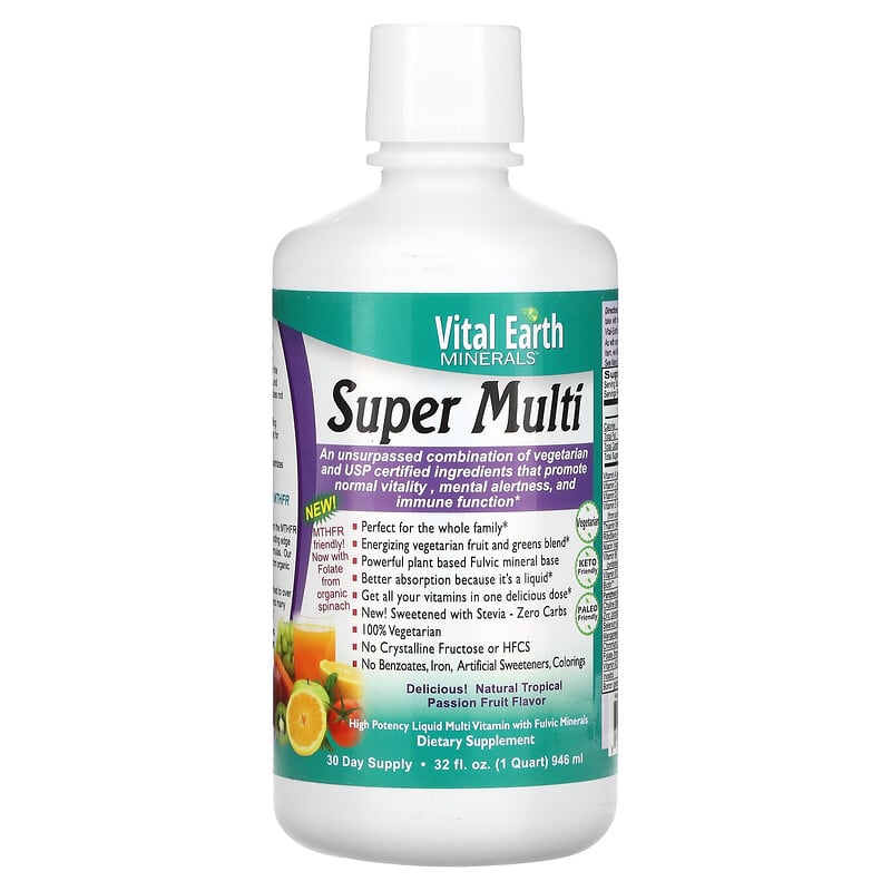 Vital Earth Minerals Super Multi Natural Tropical Passion Fruit 32 fl oz (946 ml) 6 Thực phẩm chức năng Vital Earth Minerals Super Multi Natural Tropical Passion Fruit 32 fl oz (946 ml) 855748000023