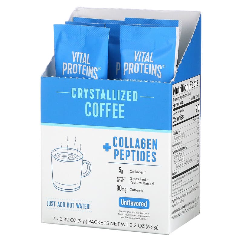 Vital Proteins Crystallized Coffee + Collagen Peptides Unflavored 7 Packets 0.32 oz (9 g) Each 6 Thực phẩm chức năng Vital Proteins Crystallized Coffee + Collagen Peptides Unflavored 7 Packets 0.32 oz (9 g) Each 850015883224