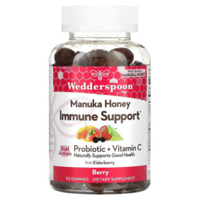 Thuốc bổ Wedderspoon Manuka Honey Immune Support Berry 90 Gummies 814422023390