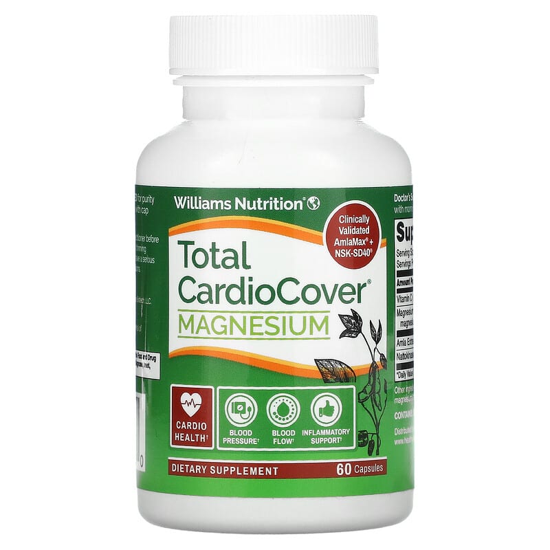 Williams Nutrition Total CardioCover + Magnesium 60 Capsules 6 Thực phẩm chức năng Williams Nutrition Total CardioCover + Magnesium 60 Capsules 678829241500