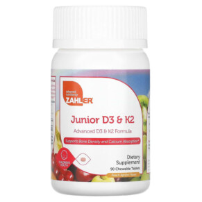 Thuốc bổ Zahler Junior D3 & K2 Peach Apricot 90 Chewable Tablets 848998082284