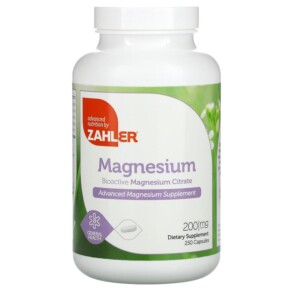Thuốc bổ Zahler Magnesium Bioactive Magnesium Citrate 200 mg 250 Capsules 848998082185