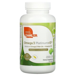 Thuốc bổ Zahler Omega 3 Platinum+D Advanced Omega 3 Fish Oil + Vitamin D3 1.000 mg 90 Softgels 848998080563