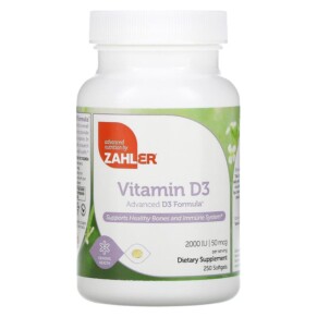 Thuốc bổ Zahler Vitamin D3 Advanced D3 Formula 50 mcg (2.000 IU) 250 Softgels 848998000417