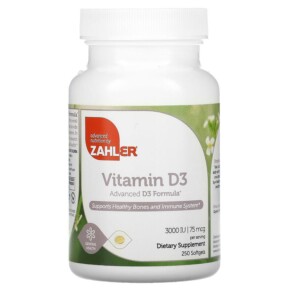 Thuốc bổ Zahler Vitamin D3 Advanced D3 Formula 75 mcg (3.000 IU) 250 Softgels 848998000400