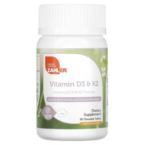 Thuốc bổ Zahler Vitamin D3 & K2 Peach Apricot 90 Chewable Tablets 848998082291