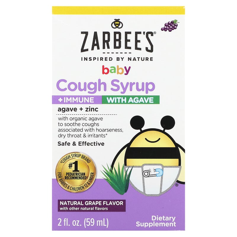 Zarbee's Baby Cough Syrup + Immune with Agave Natural Grape 2 fl oz (59 ml) 6 Thực phẩm chức năng Zarbee's Baby Cough Syrup + Immune with Agave Natural Grape 2 fl oz (59 ml) 897233709035